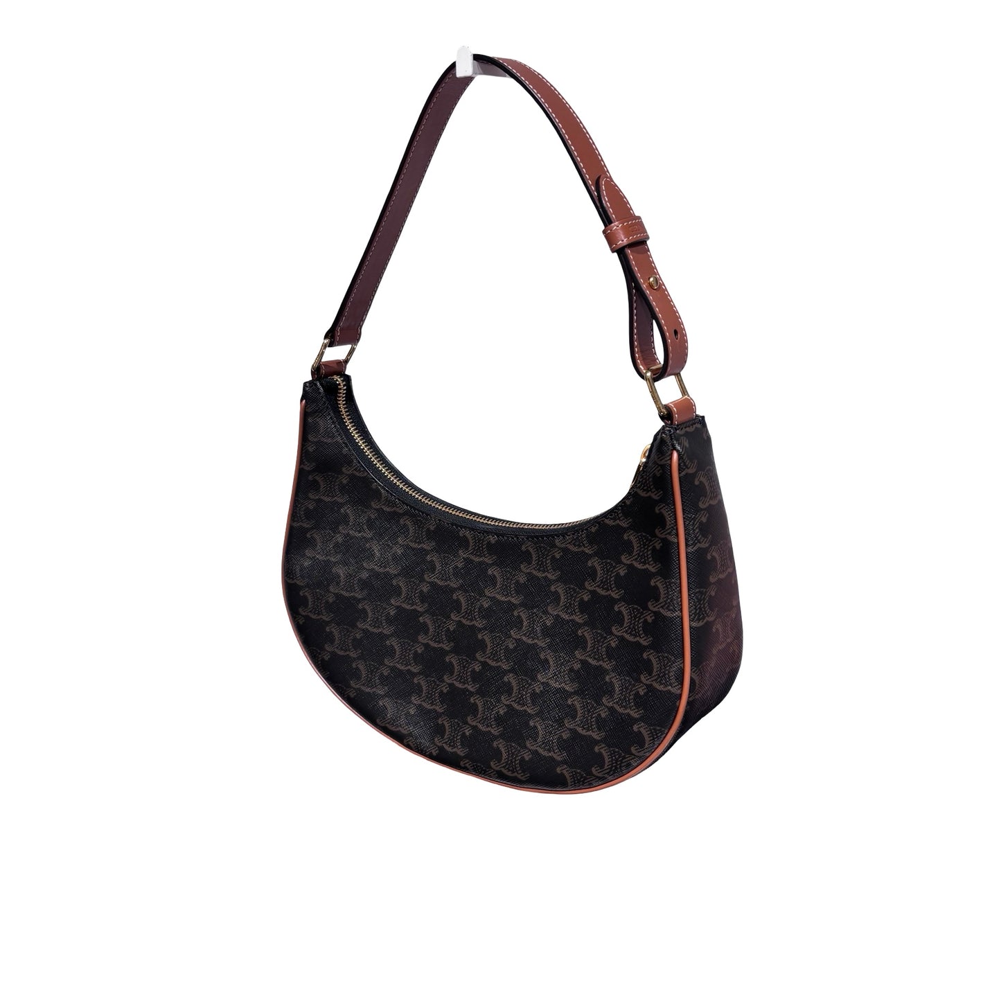 Used CÉLINE Canvas Ava Handbag Black Brown GHW