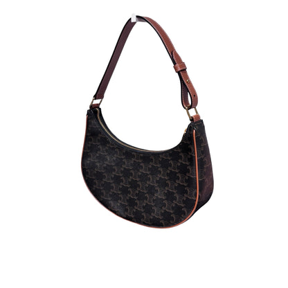 Used CÉLINE Canvas Ava Handbag Black Brown GHW