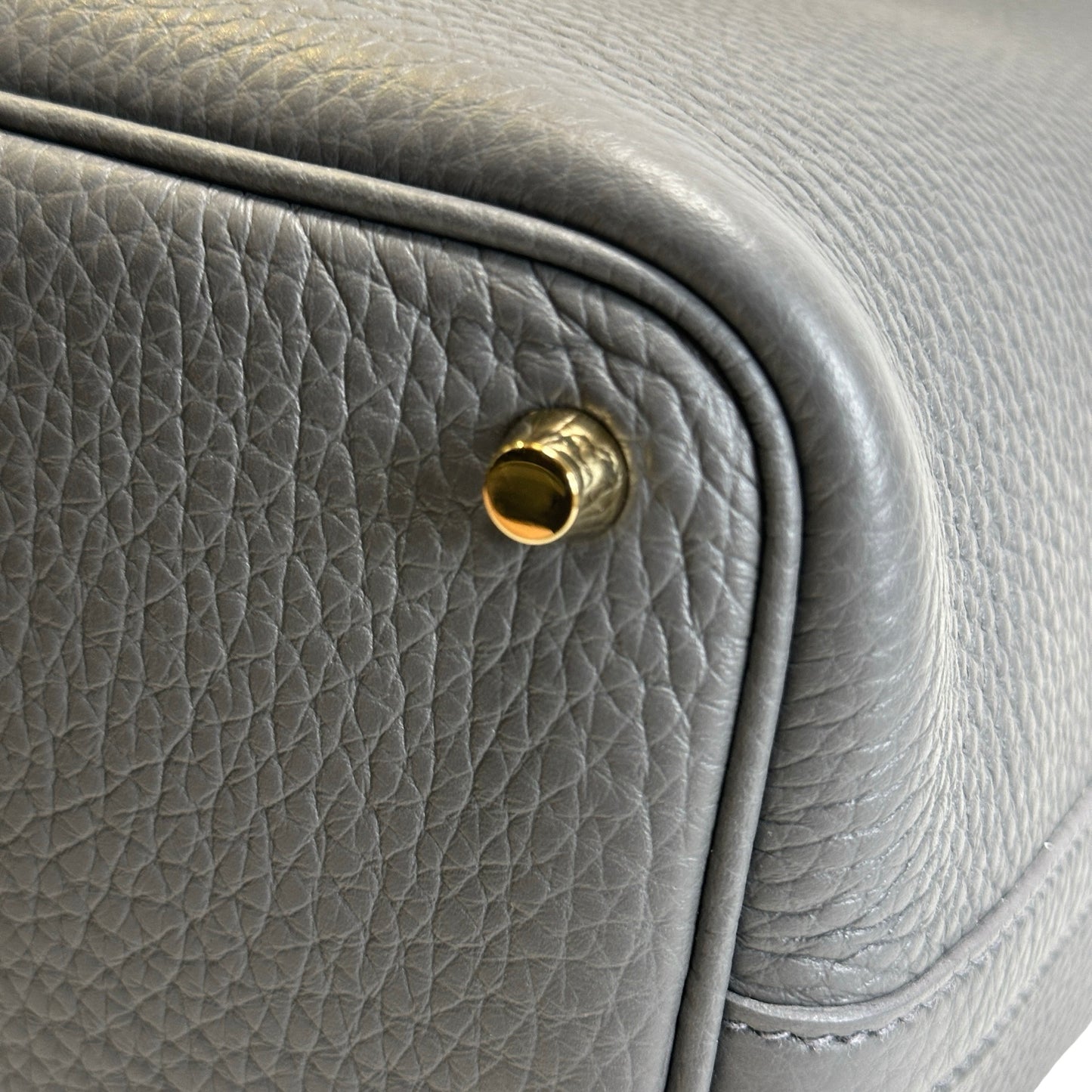 Used HERMES TC Picotin 18 Bucket Bag Grey GHW