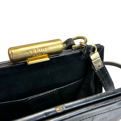 Used CELINE Leather Vintage Cross body bag Cross body bag Black GHW