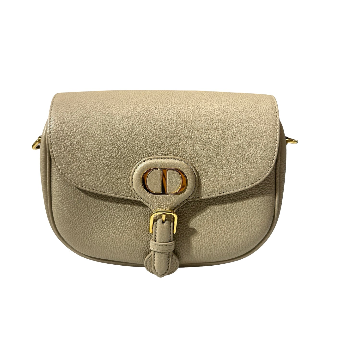 Used DIOR Calfskin Leather Bobby Cross Body Bag Beige GHW