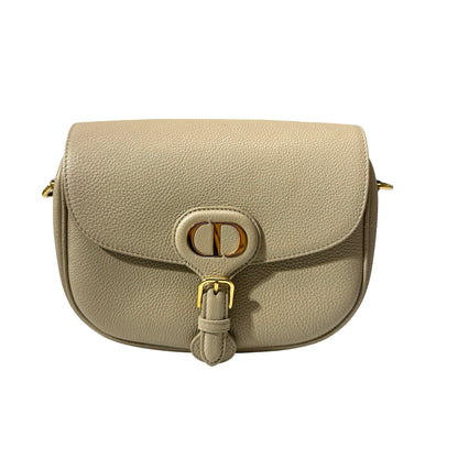 Used DIOR Calfskin Leather Bobby Cross Body Bag Beige GHW