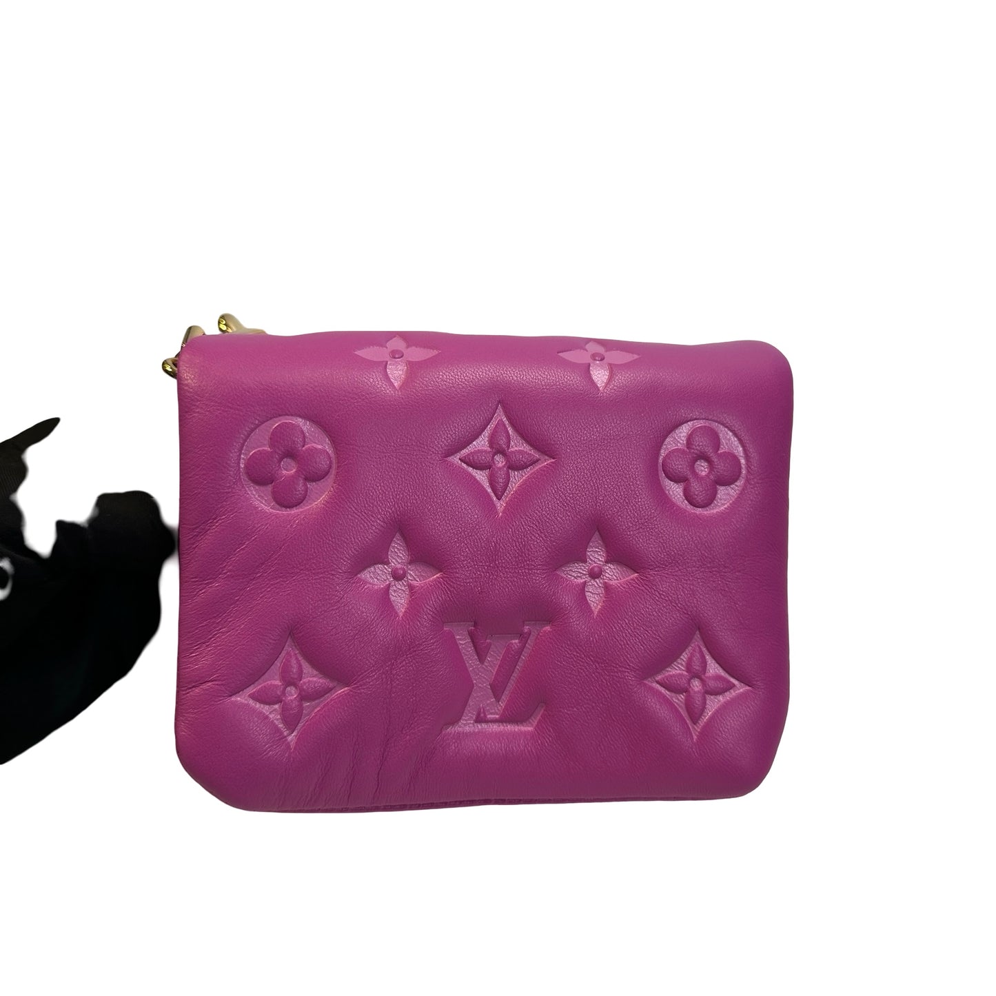 Used LOUIS VUITTON Monogram Embossed Lambskin Coussin Mini Bag Purple， GHW