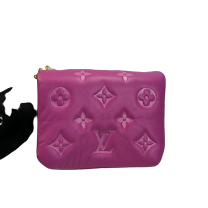 Used LOUIS VUITTON Monogram Embossed Lambskin Coussin Mini Bag Purple， GHW