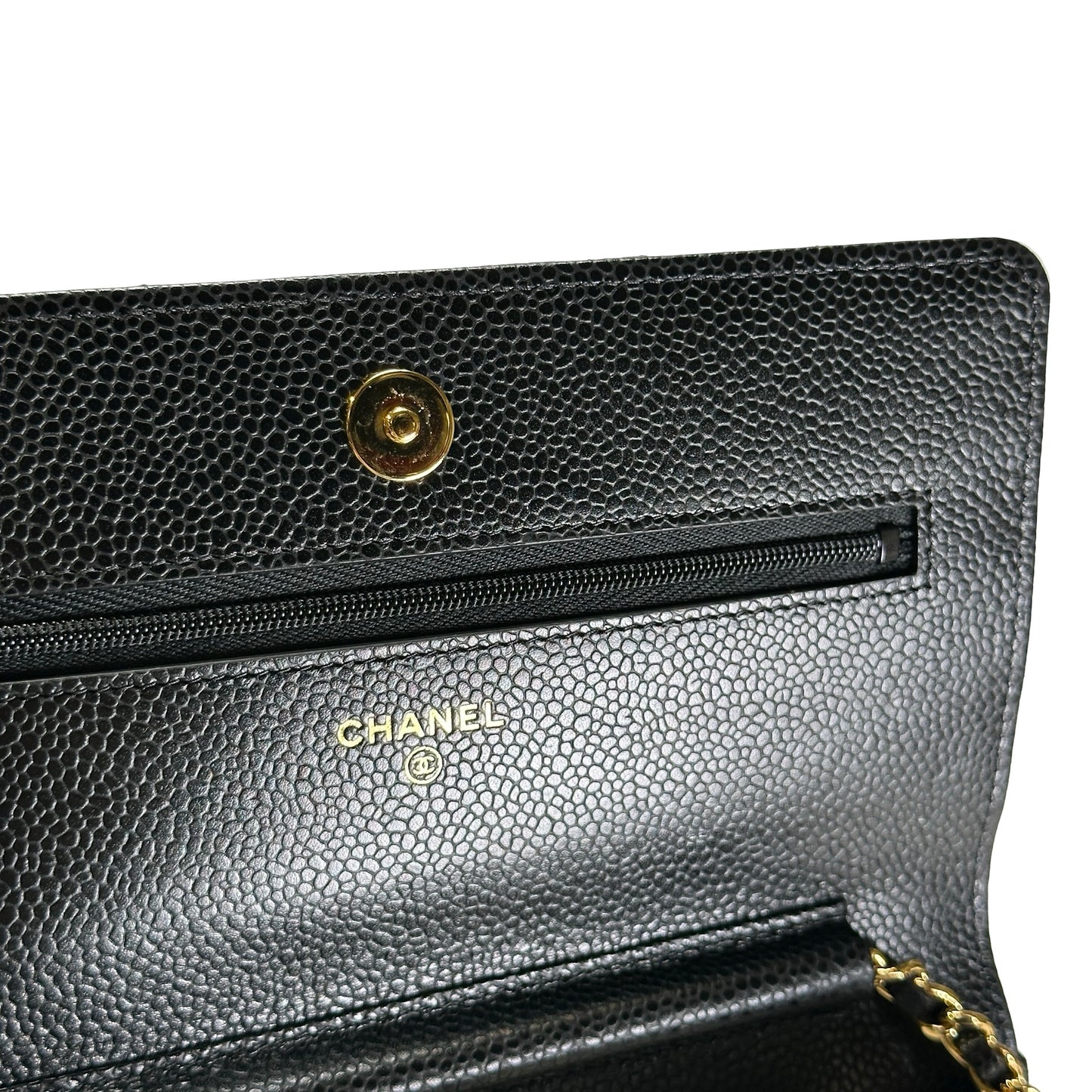 Brand New CHANEL Caviar Wallet on chain Wallet on chain Black，GHW