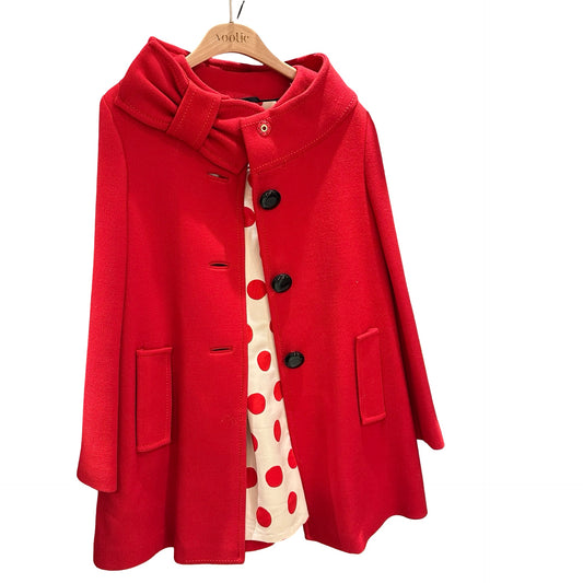 Used Kate Spade Laine Bow Coat Clothes Red White