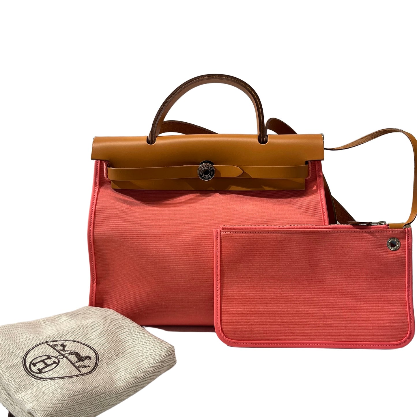 Used HERMÈS Herbag 31 Cross Body Bag Pink Brown PHW