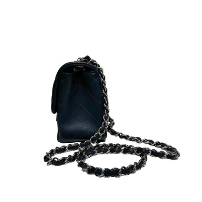 Chanel Mini Square Flap Cross Body Bag Navy PHW