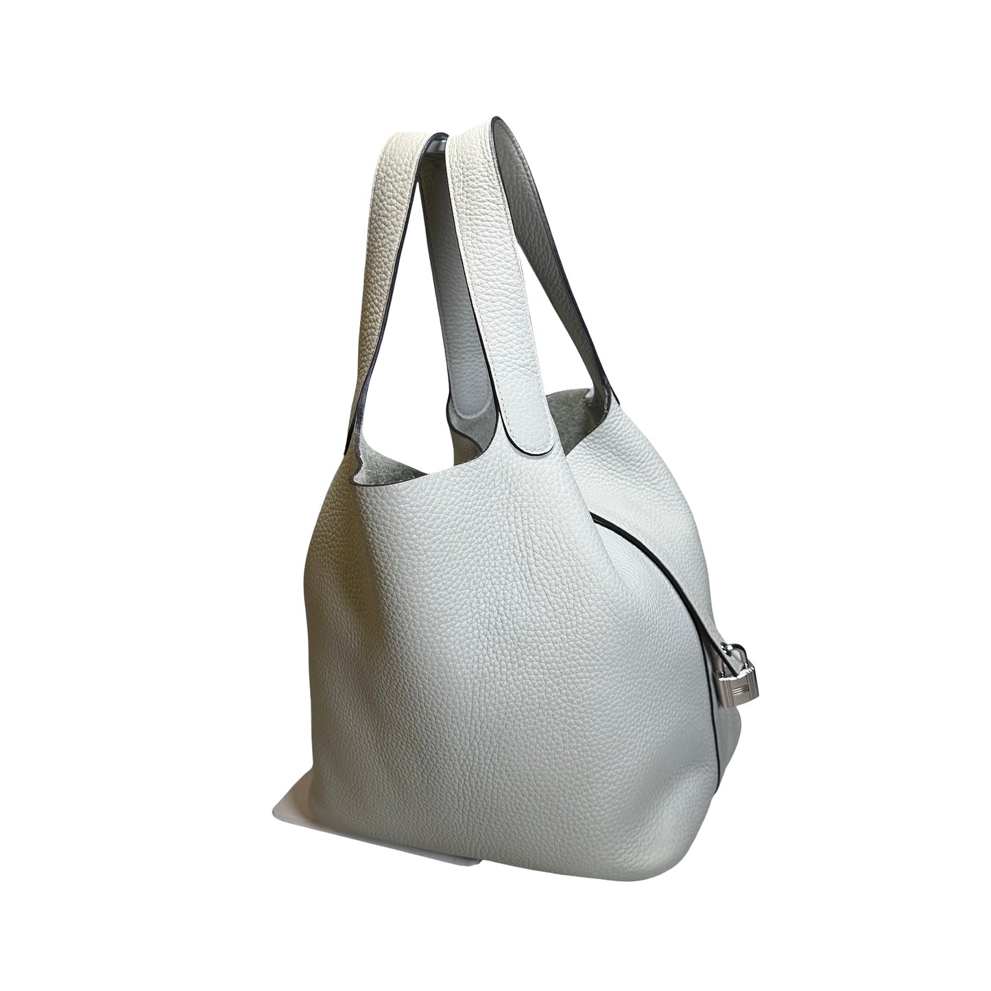 Used HERMES Clemence Leather Picotin Lock Bucket Bag OW PHW