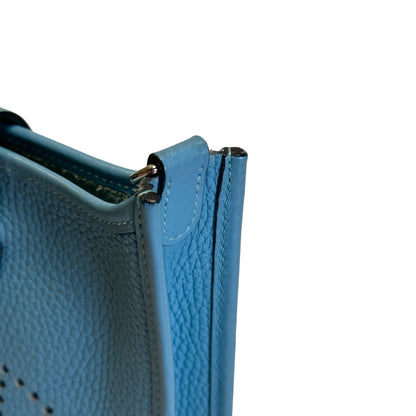 Used HERMES Clemence Mini Evelyne Cross body bag Blue，PHW