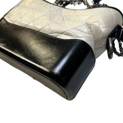 Used CHANEL Quilted Calfskin Gabrielle Hobo Bag White Black