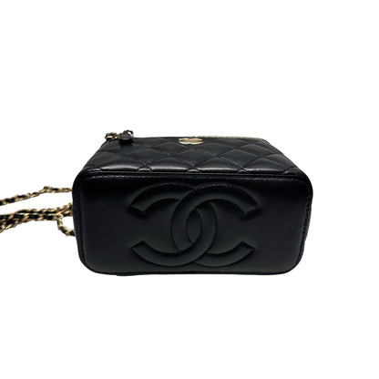 Unused CHANEL Chanel Vanity Case Chain Shoulder Bag Black GHW