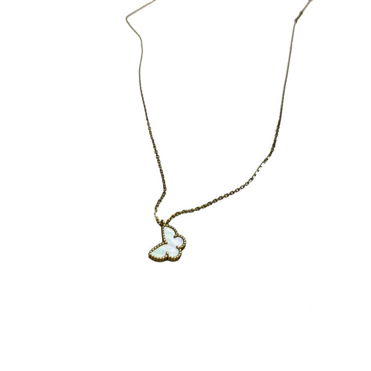 Used Van Cleef & Arpels 18K Gold Sweet Alhambra Butterfly Pendant Jewelry Beige