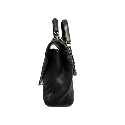 Used SAINT LAURENT Lambskin Leather College medium Shoulder Bag Black PHW