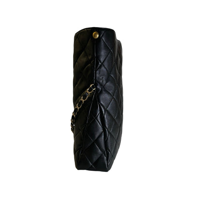 Used CHANEL Quilted Calfskin Hobo Bag Hobo Bag Black Gold