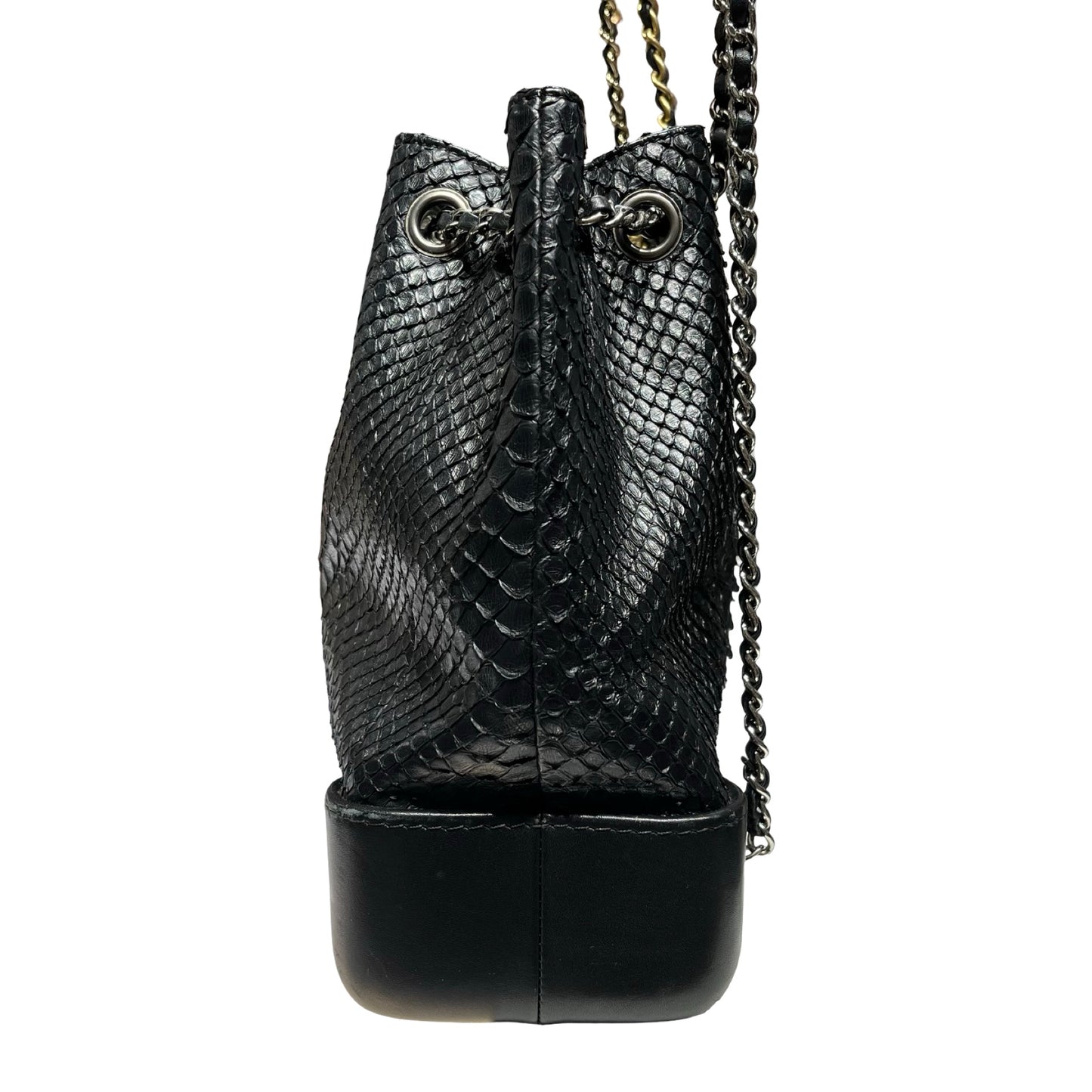 Used CHANEL Snake Skin Gabrielle Backpack Black