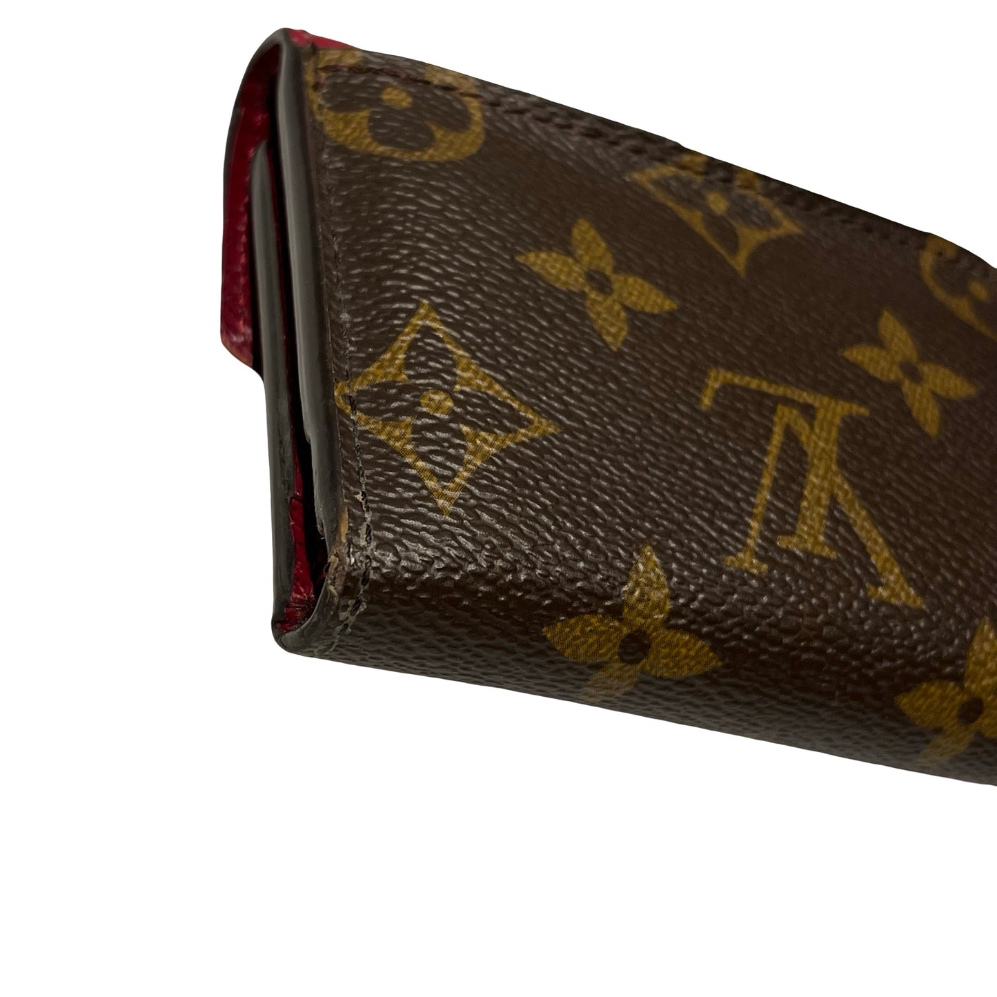Used Louis Vuitton Monogram Wallet Wallet Brown Red GHW