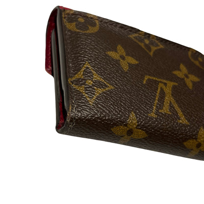 Used Louis Vuitton Monogram Wallet Wallet Brown Red GHW