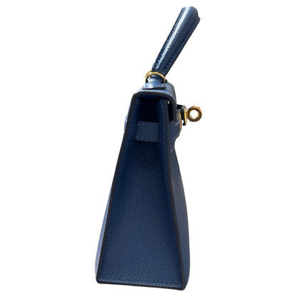 Used HERMÈS Mini Kelly II Two Way Shoulder Bag Blue GHW