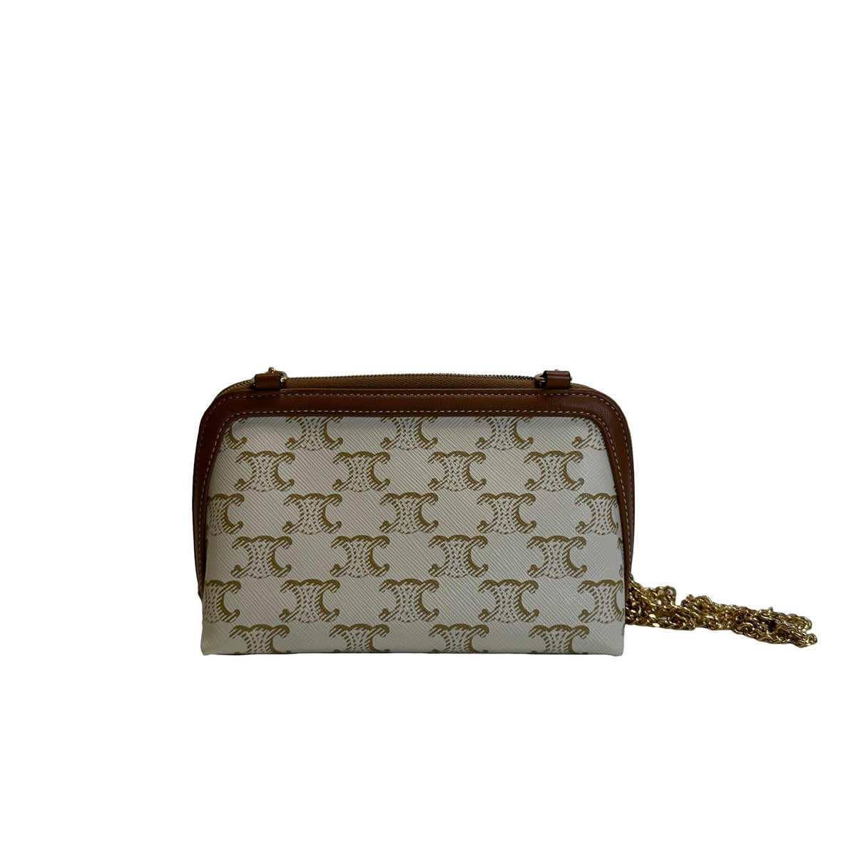 Used CELINE Canvas Cross body bag Brown White GHW