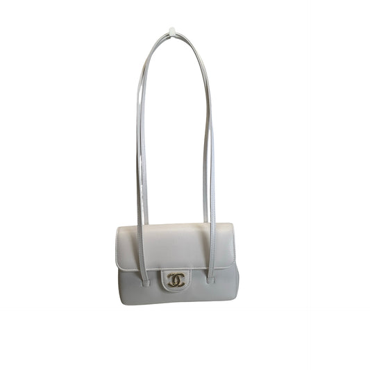 Brand New CHANEL Caviar Mini Preppy Coco Shoulder Bag White Gold