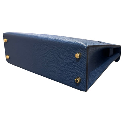 Used HERMÈS Mini Kelly II Two Way Shoulder Bag Blue GHW