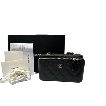 Used CHANEL Vanity Case Cross Body Bag Black GHW