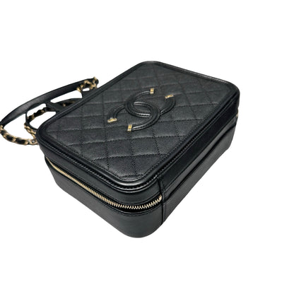 Used Chanel Vanity Case Chain Shoulder Bag Black GHW