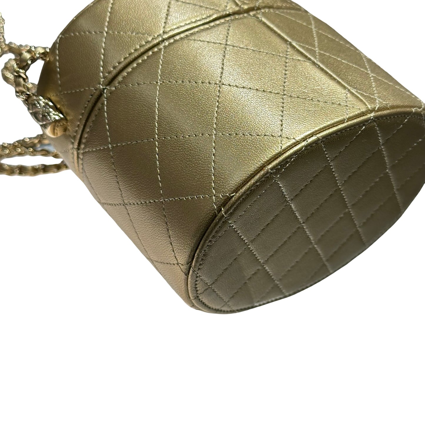 CHANEL ROUND VANITY CASE GOLD LAMBSKIN GHW [3001017]