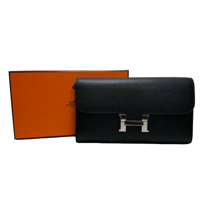 Used Hermès Calfskin Leather Constance to go Cross Body Bag PHW Black