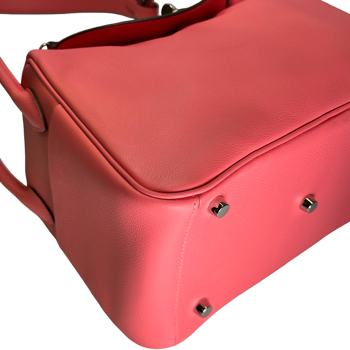 Used HERMES Clemence Lindy 26 Handbag Pink PHW