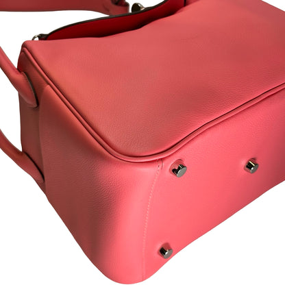 Used HERMES Clemence Lindy 26 Handbag Pink PHW