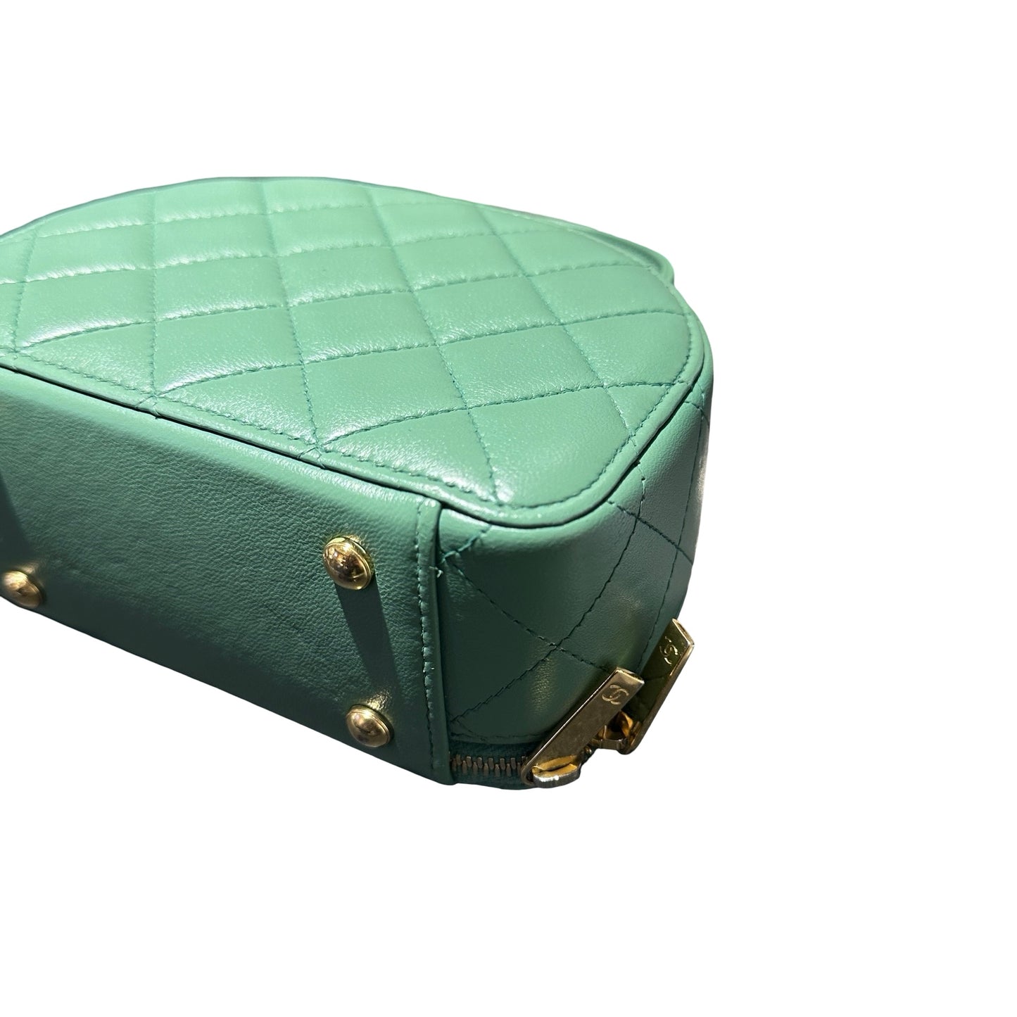 Used Chanel Chic Riviera Top Handle Vanity Case Green GHW