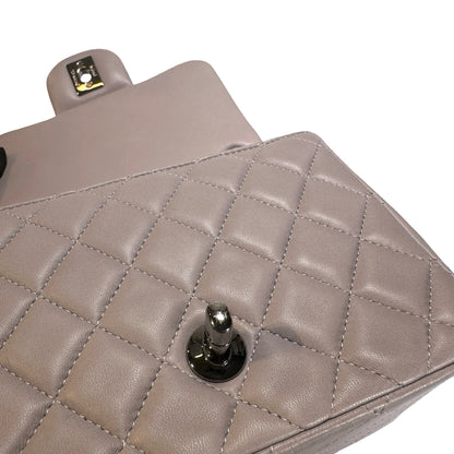 Used CHANEL Lambskin Classic Flap Bag Cross body bag Grey PHW