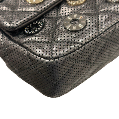 Used CHANEL Lambskin Leather Cross Body Bag Silver GHW