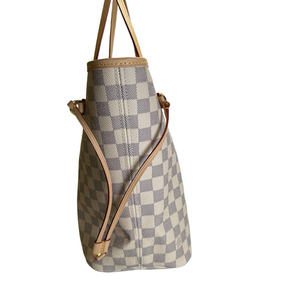 Brand New LOUIS VUITTON Damier Azur Neverfull Tote Bag White Blue
