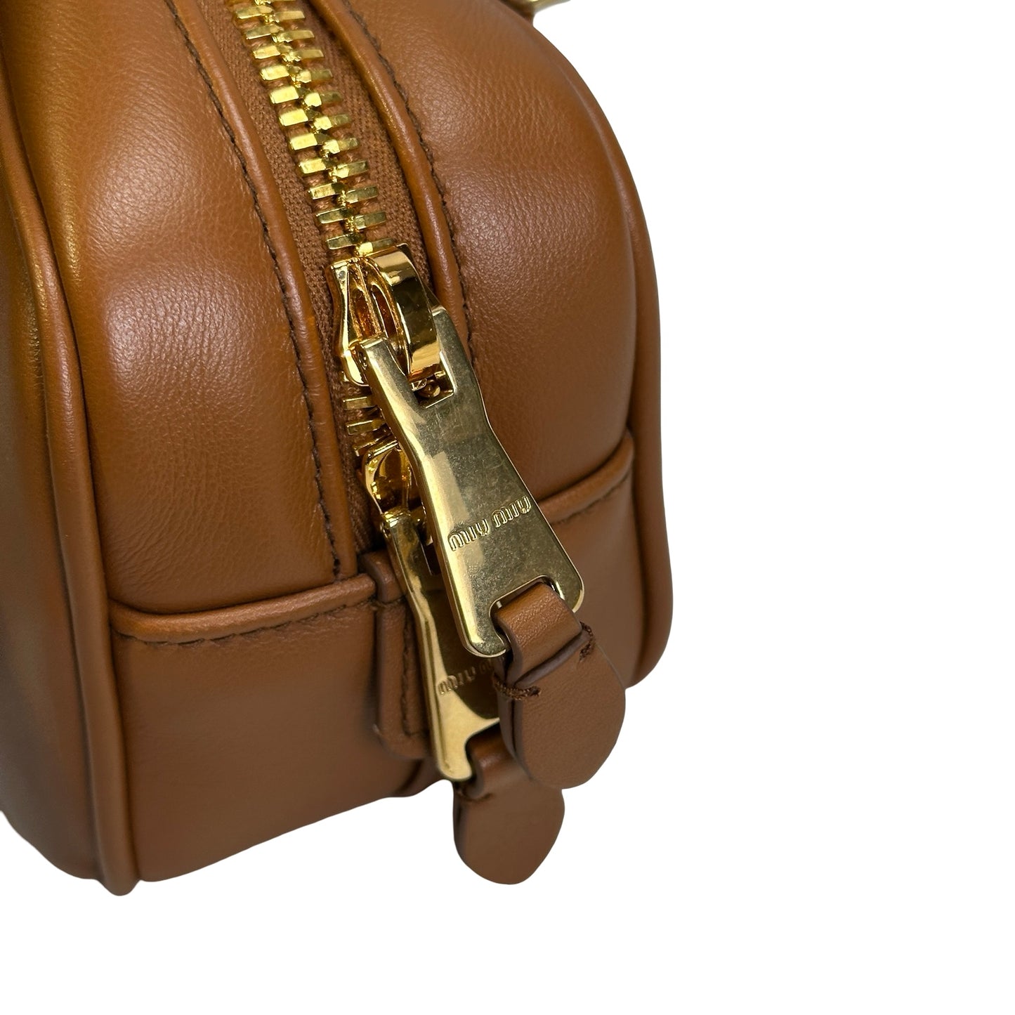 Used MIU MIU Leather Bowling Handbag Brown