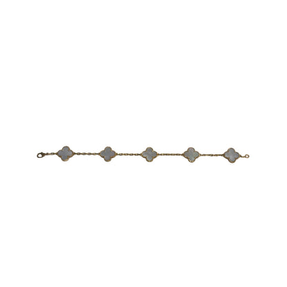 Used VAN CLEEF & ARPELS Mother of Pearl Yellow Gold Vintage Alhambra bracelet, 5 motifs BRACELET White Gold
