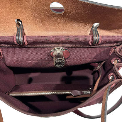 Used HERMÈS Canvas Herbag 31 Shoulder Bag Red PHW