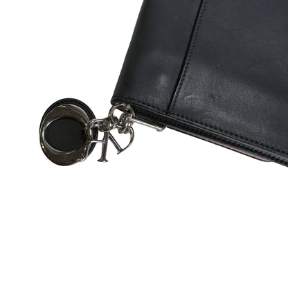Used DIOR Leather Diorama Clutch Black Pink PHW