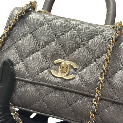 New CHANEL Calfskin Leather Mini coco handle Shoulder Bag GHW Black