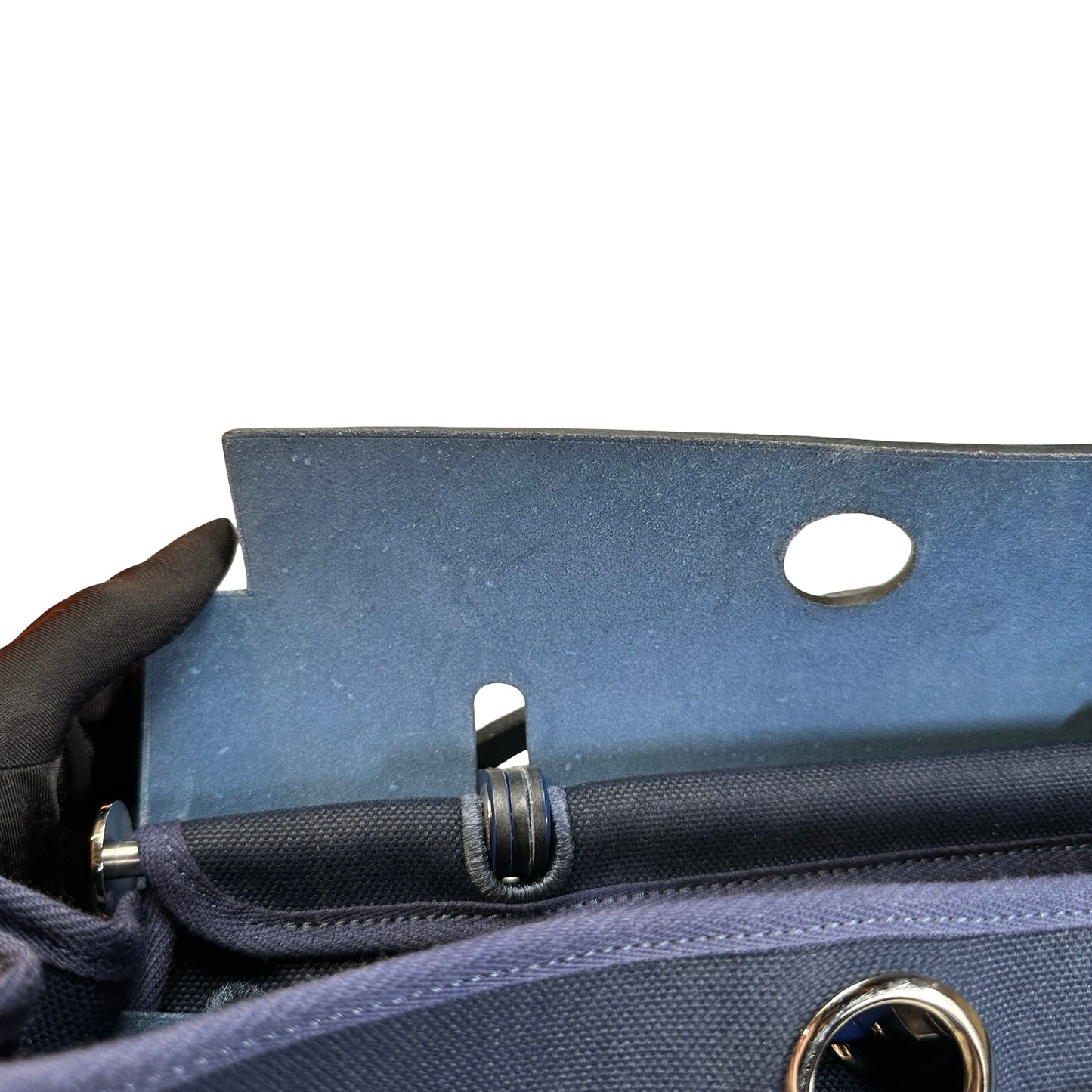 Used HERMES Canvas Leather Herbag 31 Handbag Navy PHW