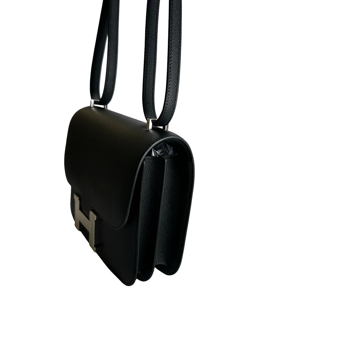 Brand New HERMES Epsom Constance Crossbody Bag Black Silver