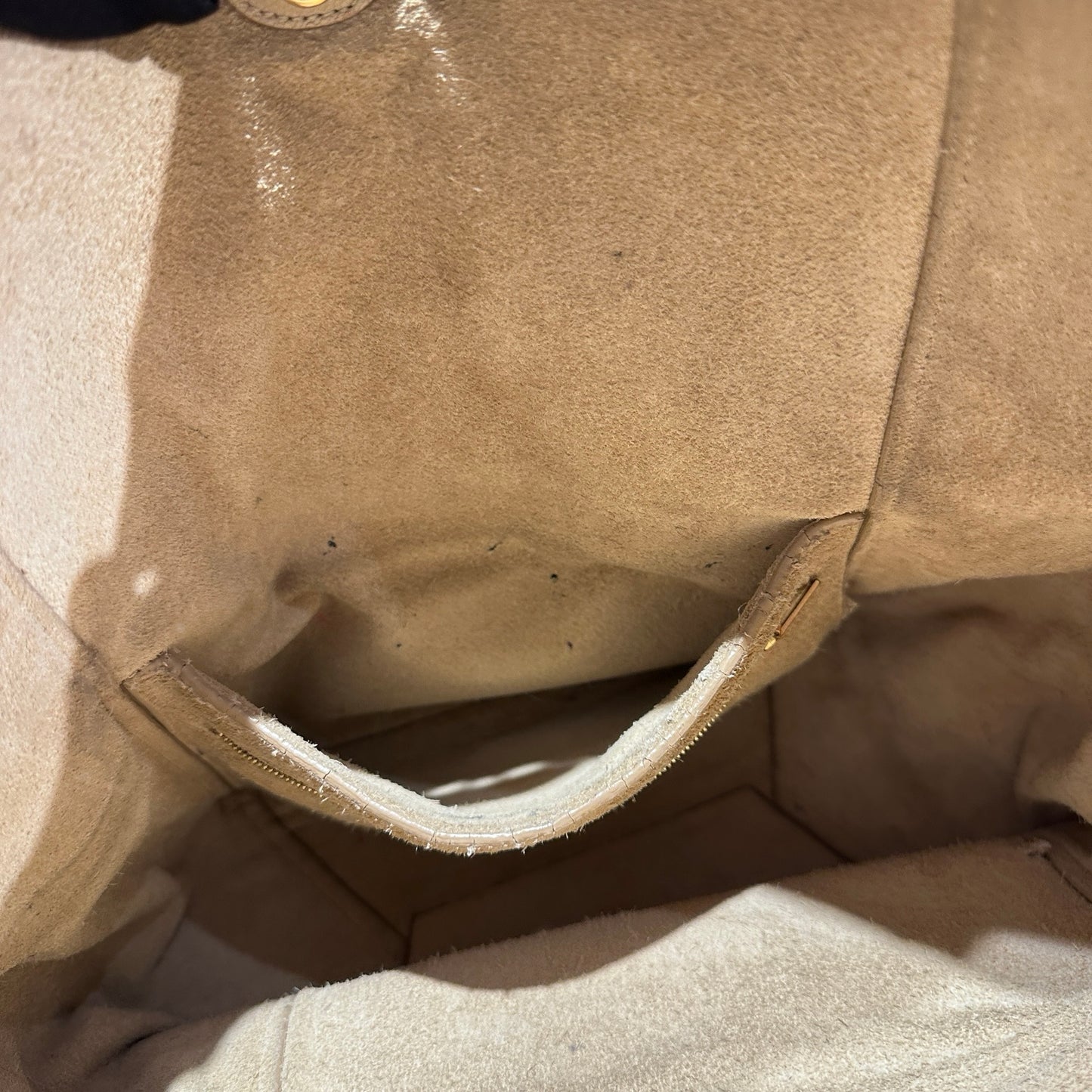 Used CÉLINE Seau Sangle Medium Shoulder Bag Beige GHW