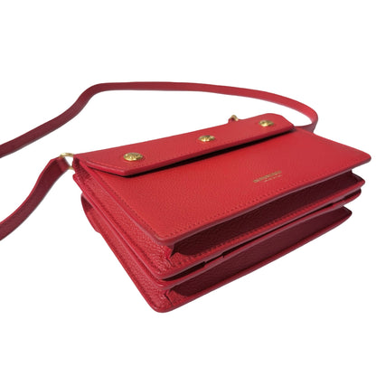 Used BURBERRY Calfskin Leather Cross body Cross Body Bag Red GHW