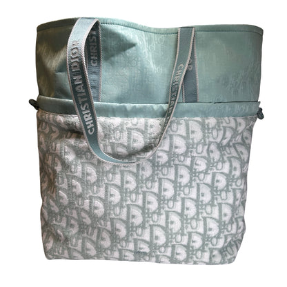 Used DIOR Dior Oblique Oblique Terry Tote Bag Tote Bag Green White