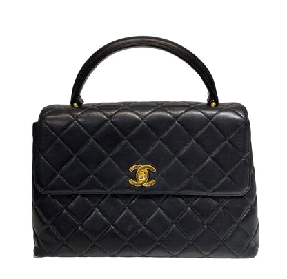 Used CHANEL Lambskin Leather Used CHANEL Lambskin Leather Vintage Flap with Top Handle Handbag Pink