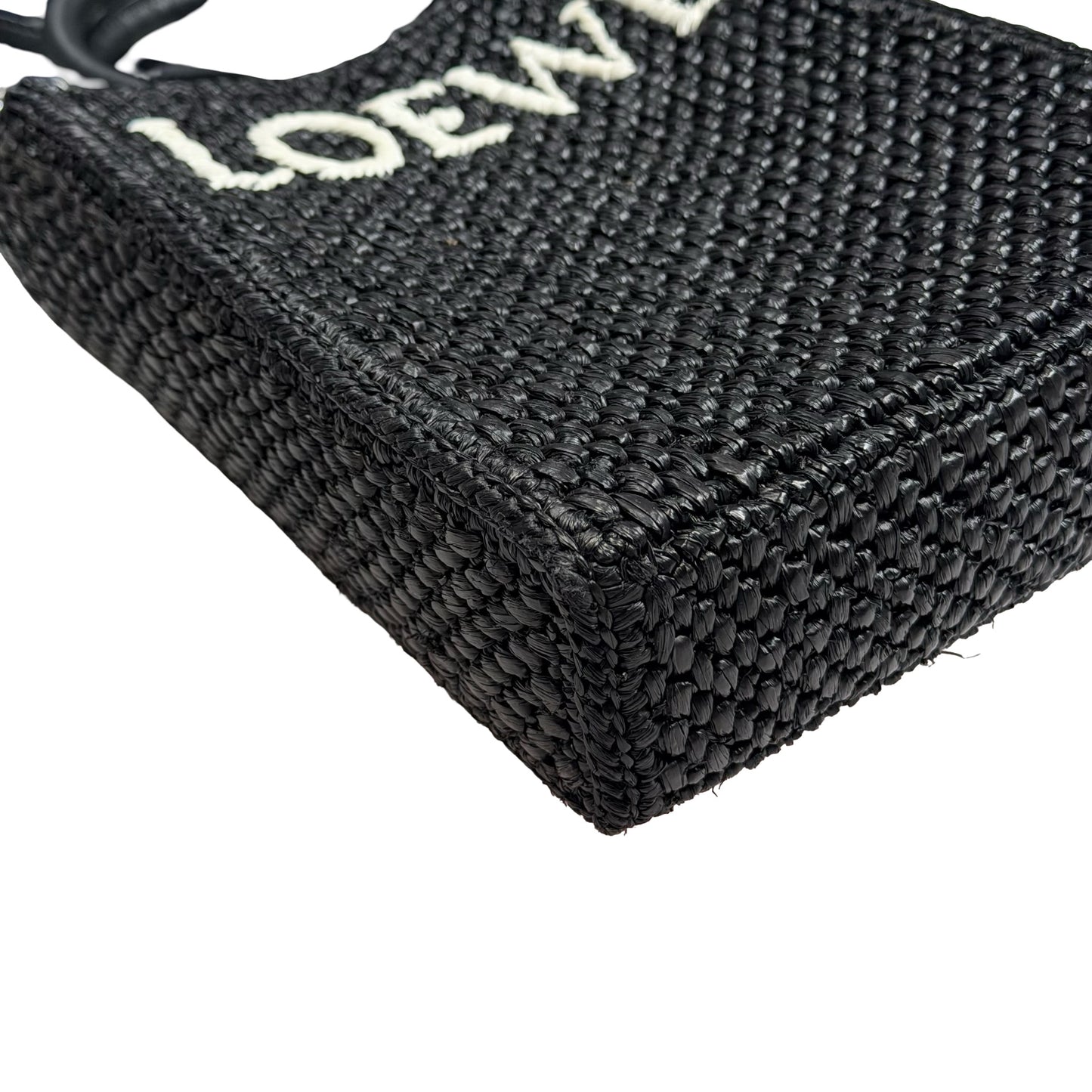 Used LOEWE RAFFIA TOTE Cross Body Bag Black