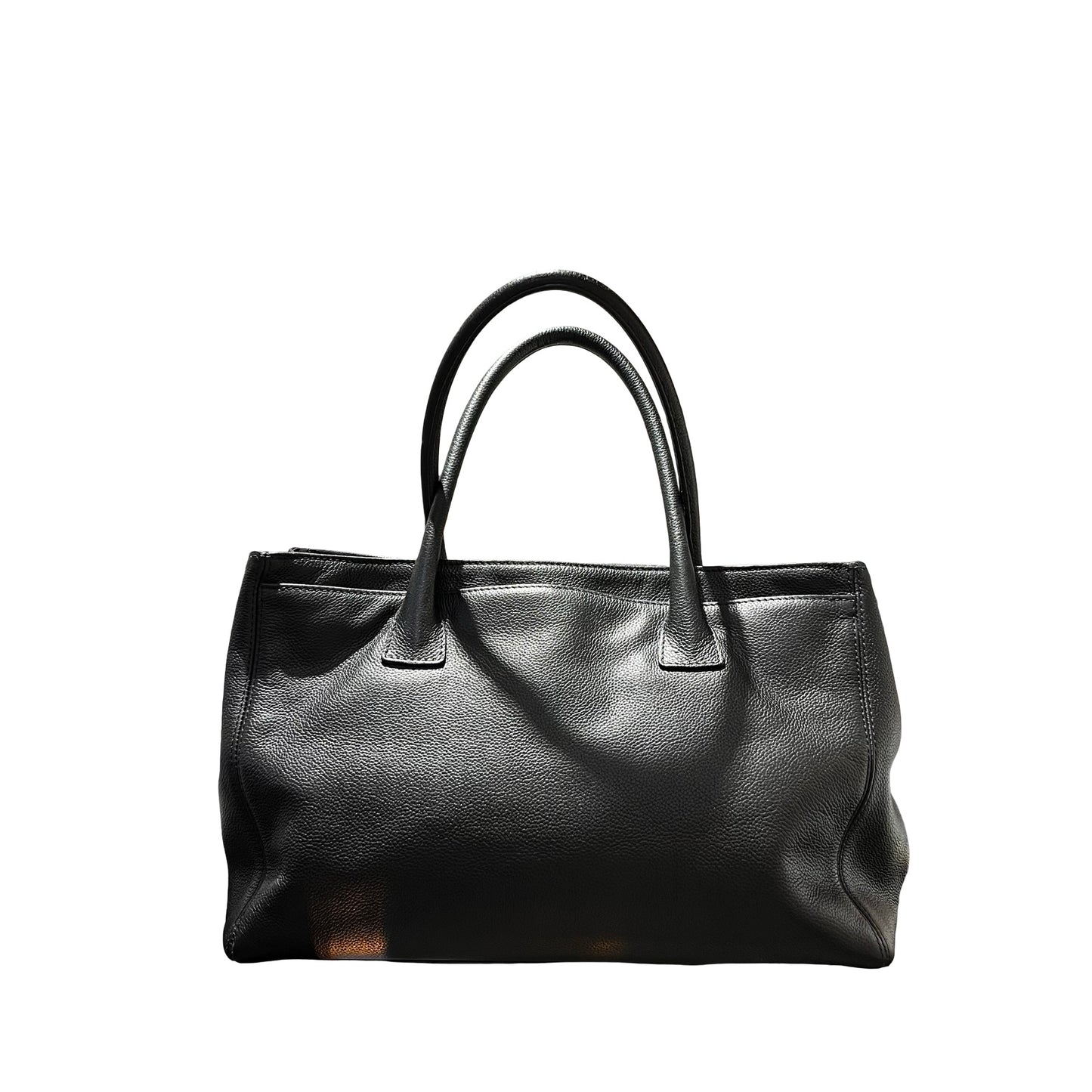 Used CHANEL Calfskin Leather Executive Tote Bag Black PHW
