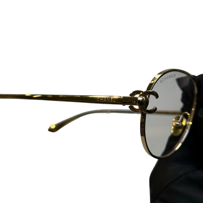 Brand New CHANEL Metal Aviator Sunglasses SUNGLASSESS Gold Grey